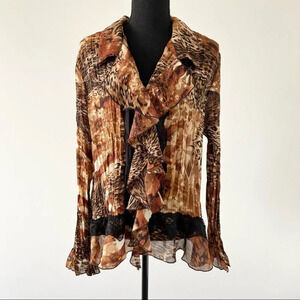 Laura Leopard Print Raffle  Blouse